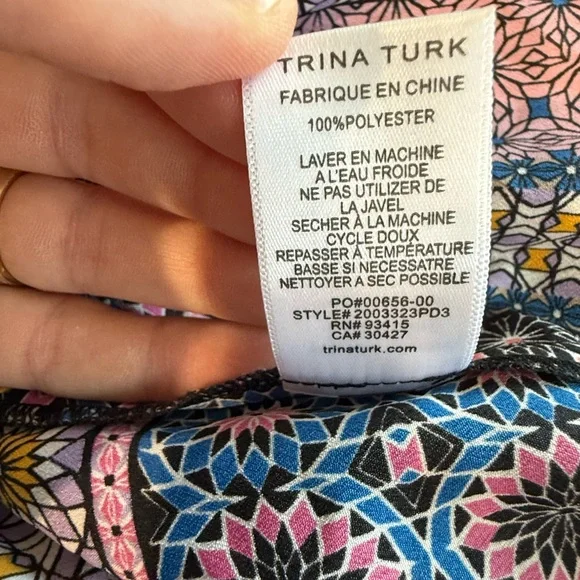 Trina Turk‎ Bohemian Patchwork Geometric Print Lightweight Maxi Midi Dress Sz S - Picture 9 of 9